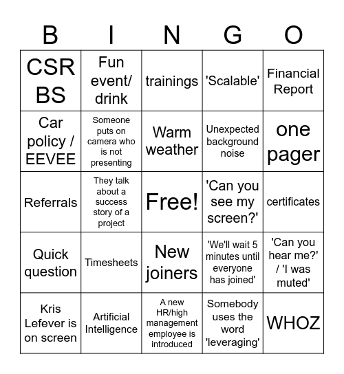 PBS Bingo Card