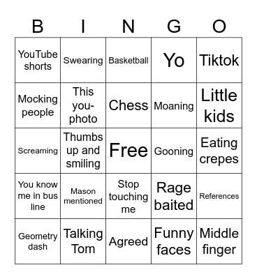 Nojus Bingo Card