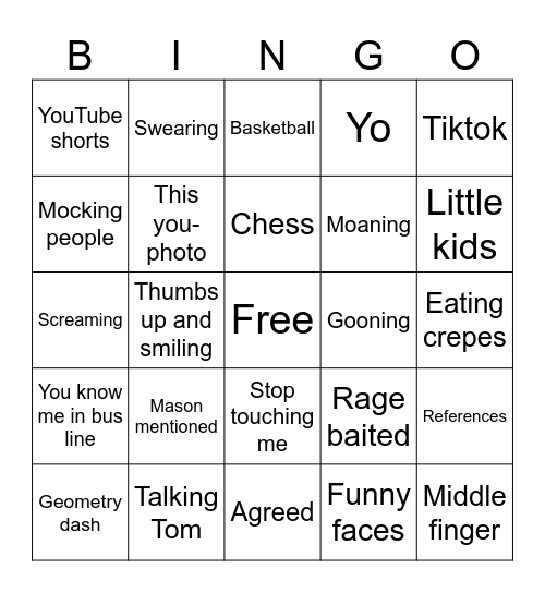 Nojus Bingo Card