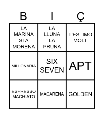 BINGO MUSICAL Bingo Card