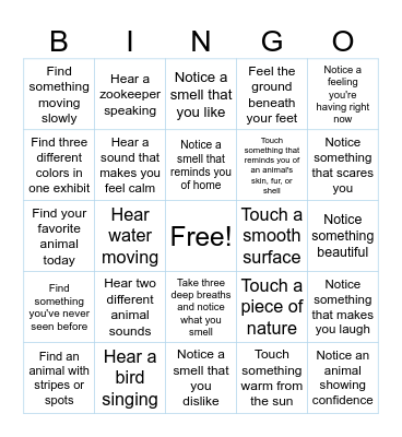 MINDFUL ZOO BINGO Card