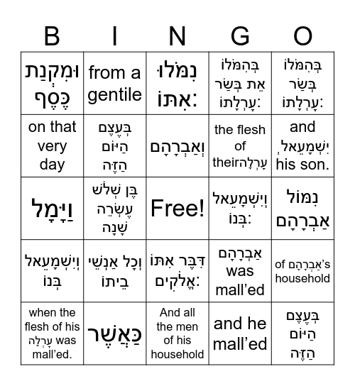 Breishis/Lech Lecho #17 Final Bingo Card