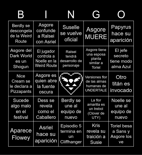 DELTARUNE CAPITULO 5 Bingo Card