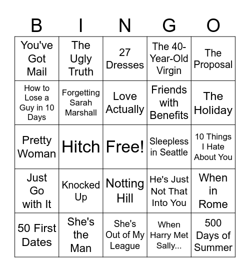 Best Rom Coms Ever #1 by IMDB Bingo Card