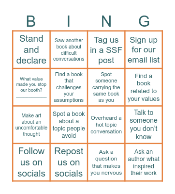 Saying the Wrong Thing Summer Story Fest Bingo Card