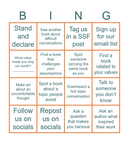 Saying the Wrong Thing Summer Story Fest Bingo Card