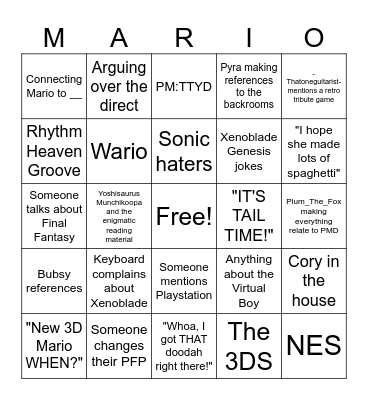 Nintendo Topic Bingo: Keyboard's Cut Bingo Card