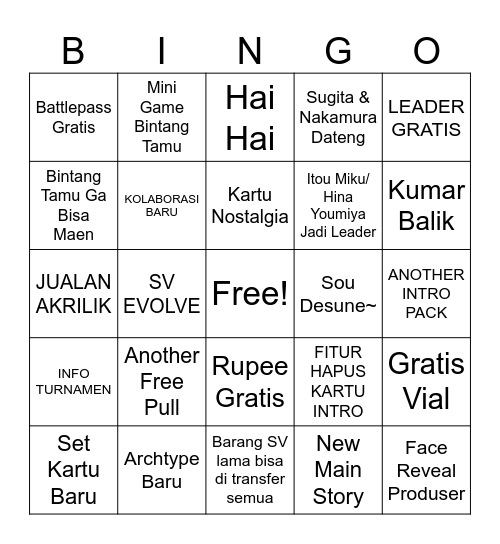 SVWB 20 JUNI 2026 Bingo Card