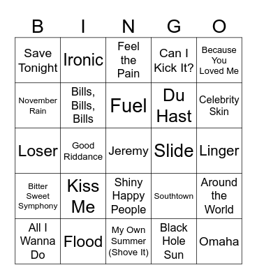 Five-0-Five Music Bingo - 90s 4 Bingo Card
