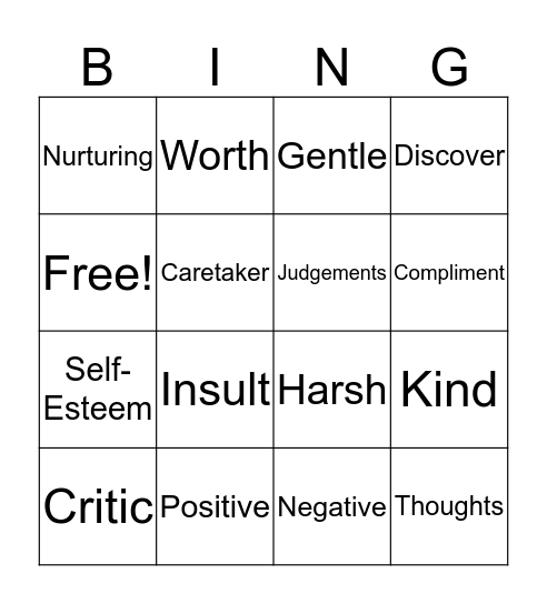 Self-Discovery!  Bingo Card