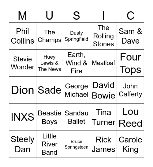 Flamingo Bingo Card #220 (Songs with Sax) Bingo Card