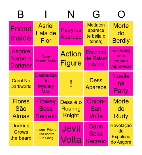 Bingo Deltarune Bingo Card