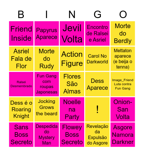 Bingo Deltarune Bingo Card