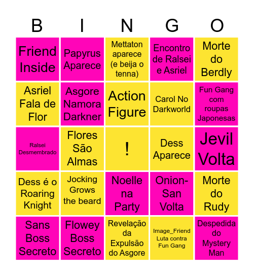 Bingo Deltarune Bingo Card