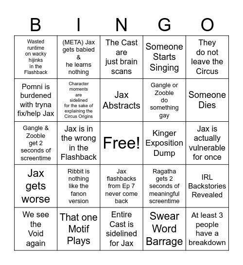 TADC Episode 9 Bingo Card