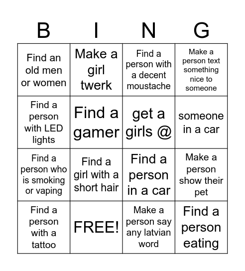 Omegle Bingo Card