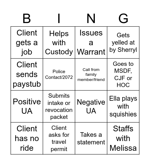 6/22 - 6/26 Bingo Card