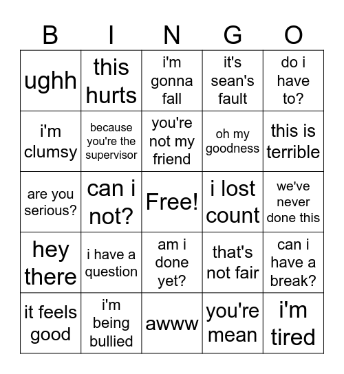 Morgan Bingo Card