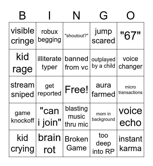 Roblox - LaneOnTV Bingo Card