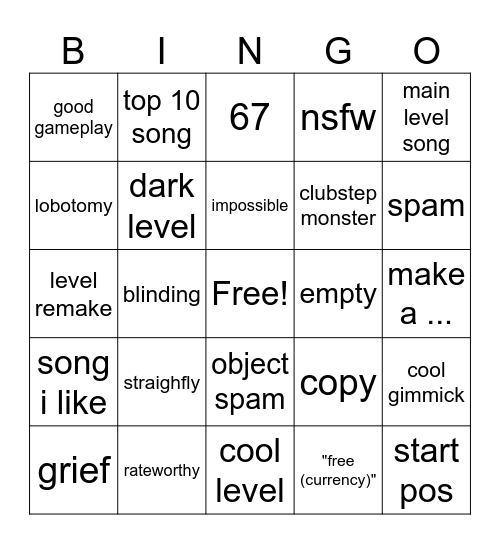 recent tab bingo Card