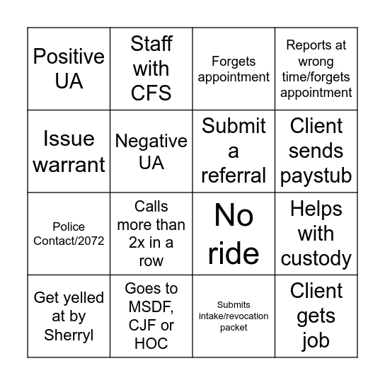 6/22 -6/26 Bingo Card