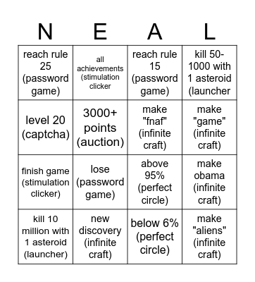 fun Bingo Card