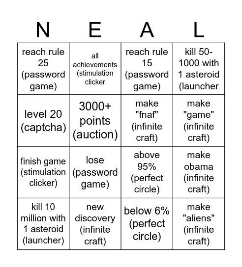 fun Bingo Card