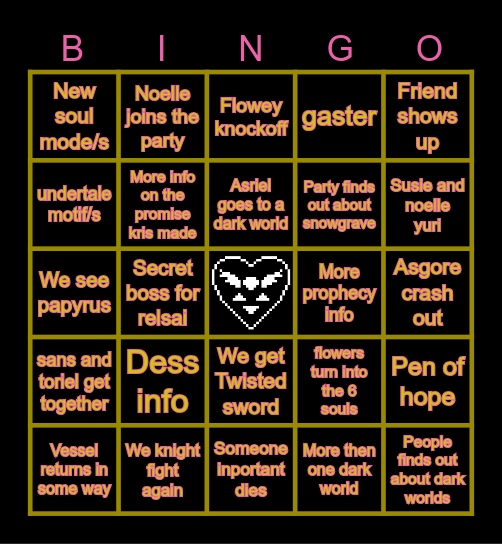 deltarune chapter 5 bingo Card