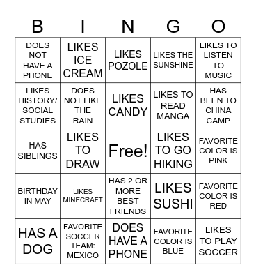 HUMAN BINGO Card