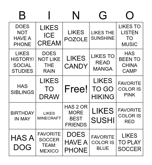 HUMAN BINGO Card