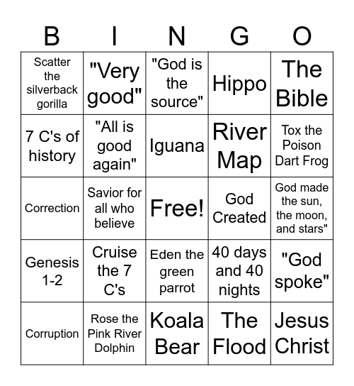 The Great Jungle Journey Bingo Card
