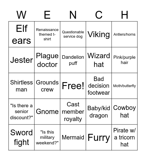 Ticket Booth Bingo Card