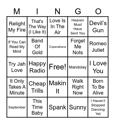 Turn The Bingo Around Bingo Card