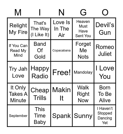 Turn The Bingo Around Bingo Card