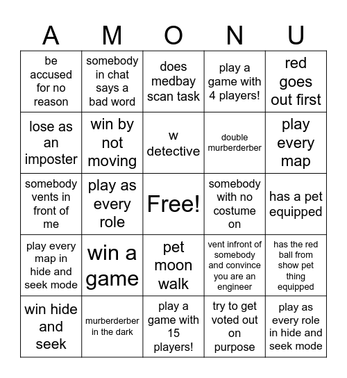 among us bingo Card