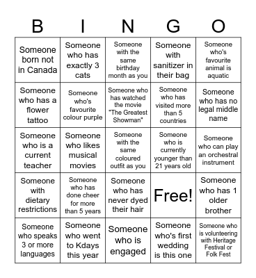Teo Icebreaker Bingo Card