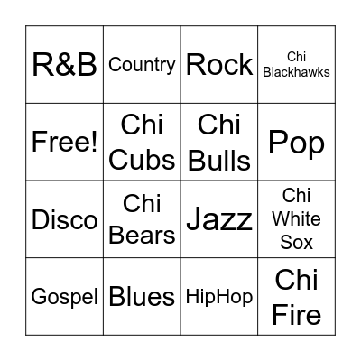 Chicago Culture Bingo Card