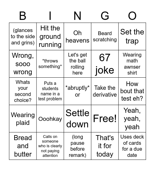 Deango Bingo Card