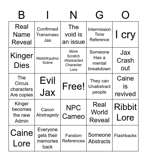 TADC Ep.9 Bingo Card