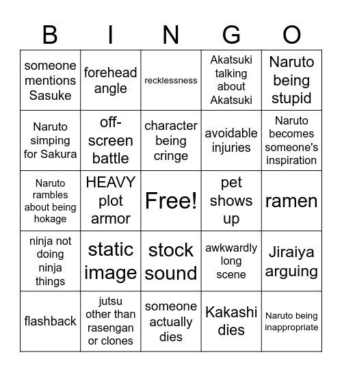 NARUTO Bingo Card