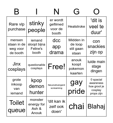 DCC bingo Card