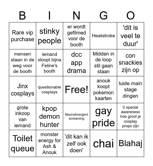DCC bingo Card