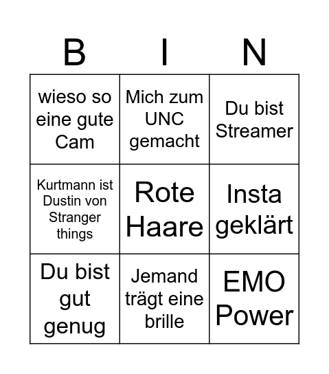 OME TV Bingo Card