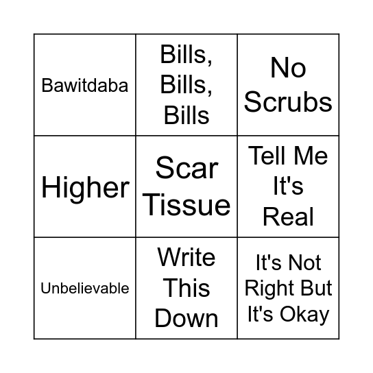 Hits of 1999 Bingo Card