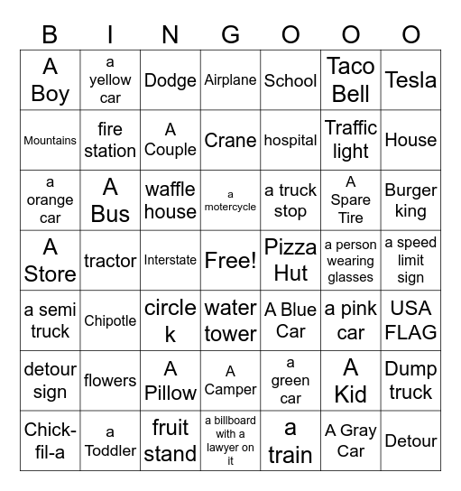 NC TRIP Bingo Card