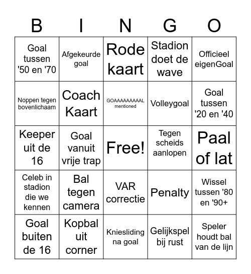 WK BINGO Card