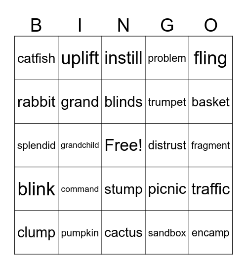 Blends Bingo Card