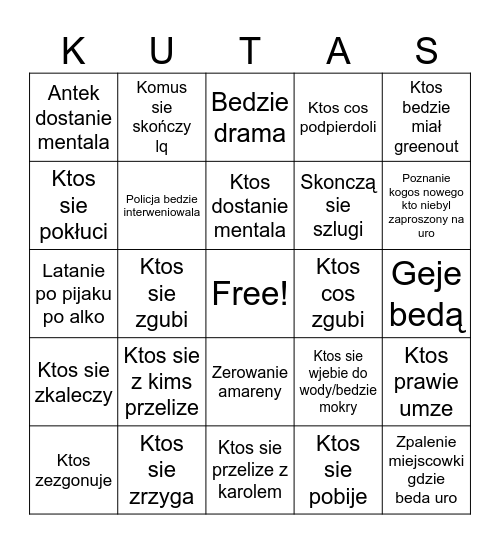 Uro Nel Bingo Card