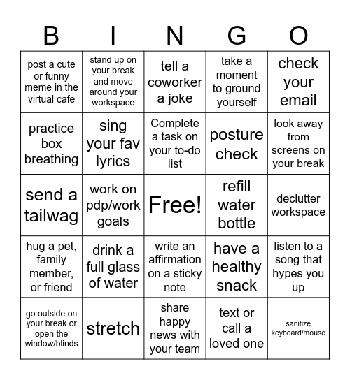Energized Bingo Card