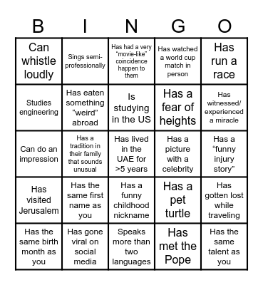 Find someone who... Bingo Card